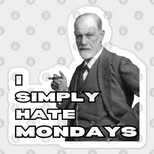 Freud Hates Mondays - Funny Retro Sticker by TuncGK