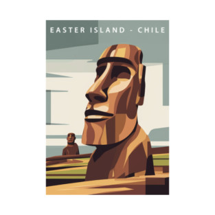 Retro Vintage Minimalistic - Easter Island Moai - Bauhaus Style T-Shirt