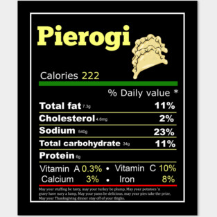pierogi nutrition facts Posters and Art