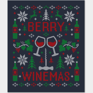Funny Wine Lover Wine Drinking Ugly Christmas Sweater Party Favorite Posters and Art