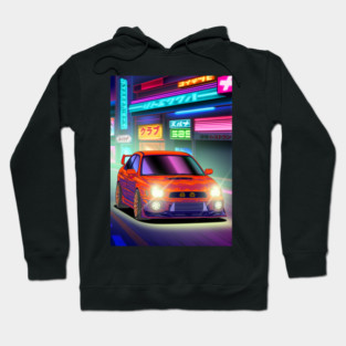 Red Subaru Impreza WRX BugEye Synthwave Hoodie