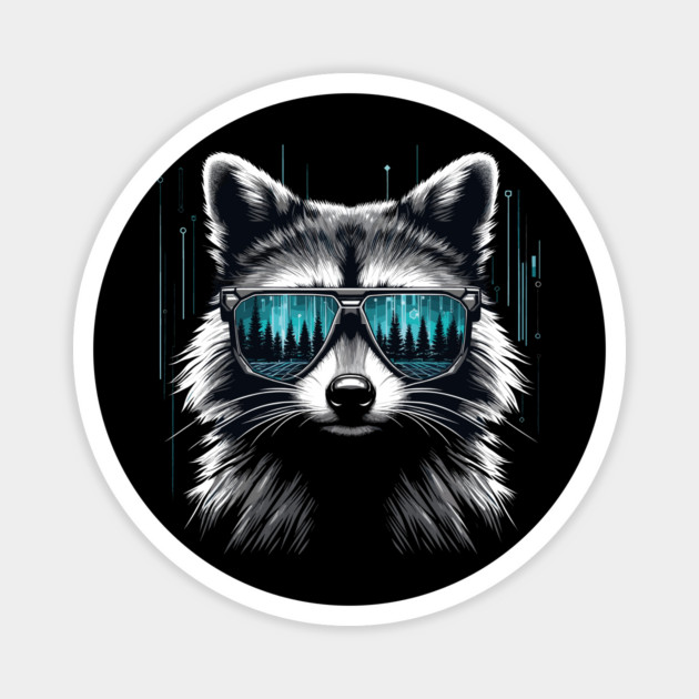 Raccoon Sunglasses Magnet by JessArty