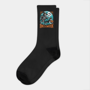 Skeleton Chasing Dog Halloween Socks