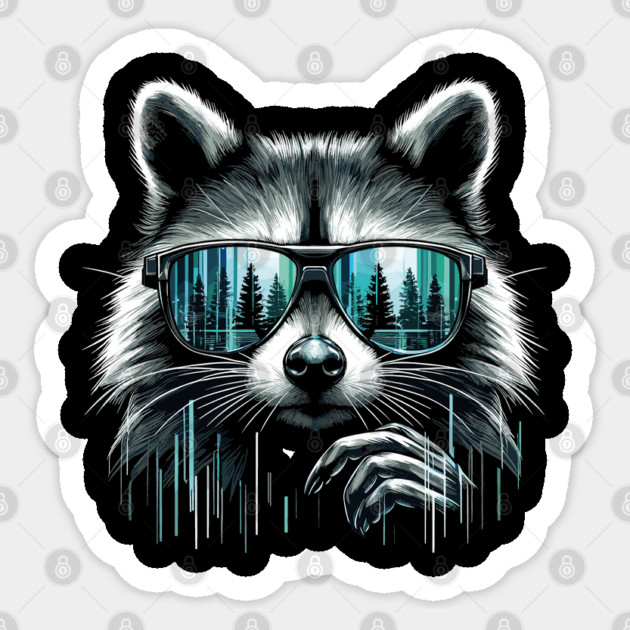 Raccoon Sunglasses Forest Sticker by JessArty