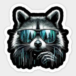 Raccoon Sunglasses Forest Magnet