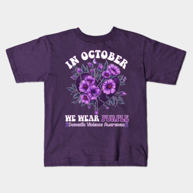 In October We Wear Purple Kids T-Shirt by JessArty