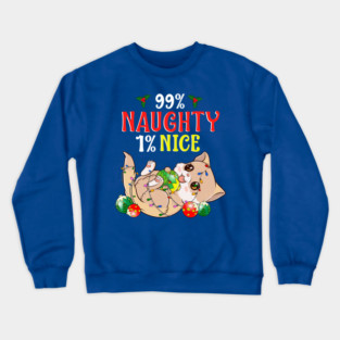 Naughty or Nice Christmas Cat Funny Humor Crewneck Sweatshirt