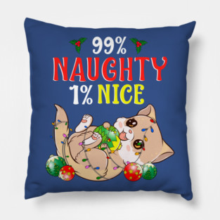 Naughty or Nice Christmas Cat Funny Humor Pillow