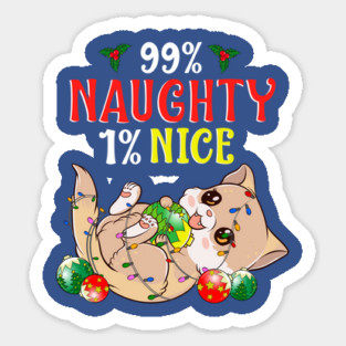 Naughty or Nice Christmas Cat Funny Humor Sticker