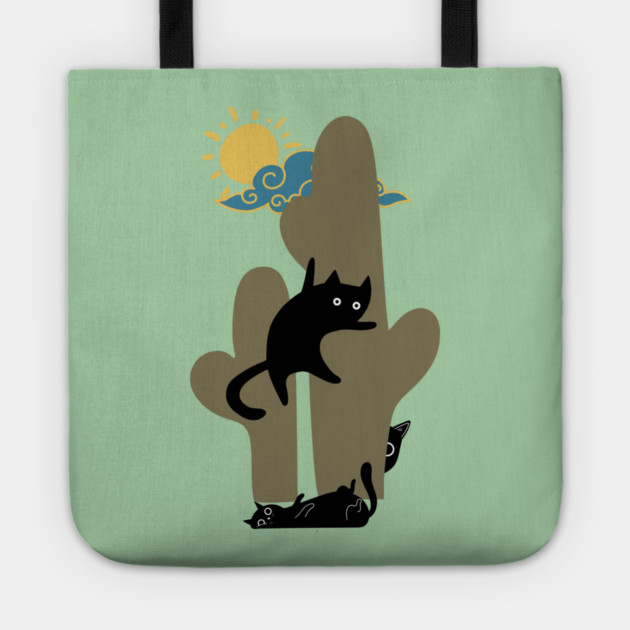 Catcus Prickly Predicament Fun Summer Cat Lovers Tote by casualteesinc