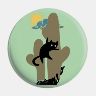 Catcus Prickly Predicament Fun Summer Cat Lovers Pin