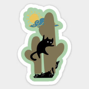 Catcus Prickly Predicament Fun Summer Cat Lovers Sticker