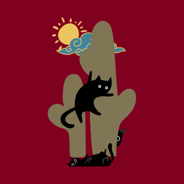 Catcus Prickly Predicament Fun Summer Cat Lovers by casualteesinc