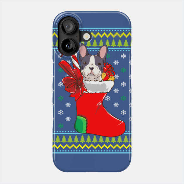 Bulldog Ugly Christmas Sweater Phone Case by creative