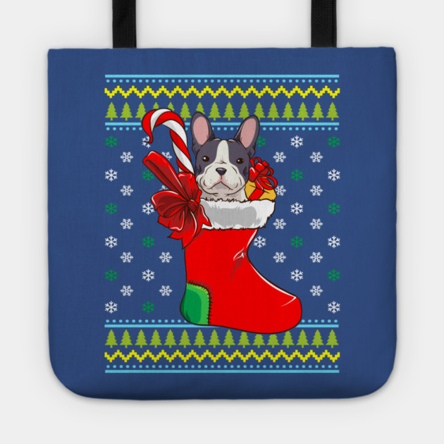 Bulldog Ugly Christmas Sweater Tote by creative