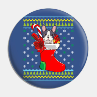 Bulldog Ugly Christmas Sweater Pin