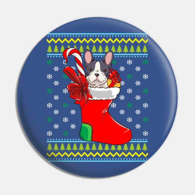 Bulldog Ugly Christmas Sweater Pin by creative
