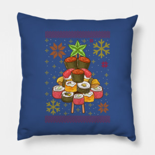 Sushi Ugly Christmas Tree Pillow
