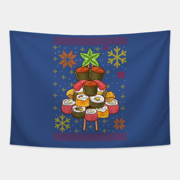Sushi Ugly Christmas Tree Tapestry by creative