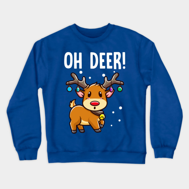 Oh Deer! Christmas Kawaii Deer Crewneck Sweatshirt by creative