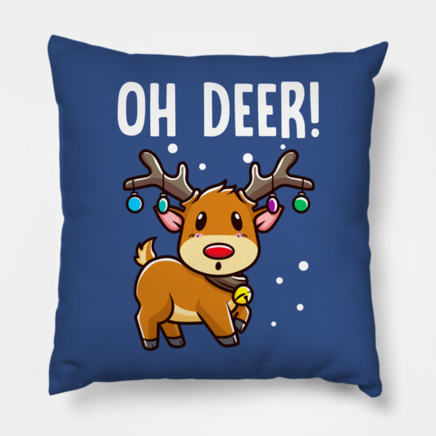 Oh Deer! Christmas Kawaii Deer Pillow by creative
