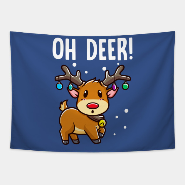 Oh Deer! Christmas Kawaii Deer Tapestry by creative
