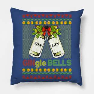 Gin-gle Bells Ugly Christmas Sweater Pillow