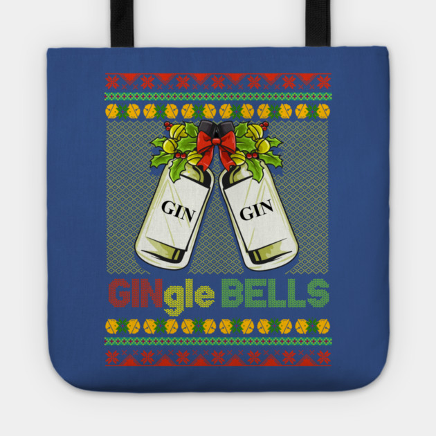 Gin-gle Bells Ugly Christmas Sweater Tote by creative