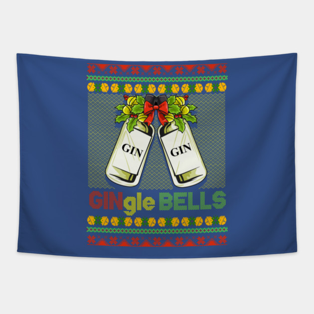 Gin-gle Bells Ugly Christmas Sweater Tapestry by creative
