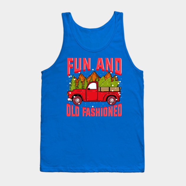 Fun Old fashioned Christmas Retro Vintage Truck Funny Tank Top by creative