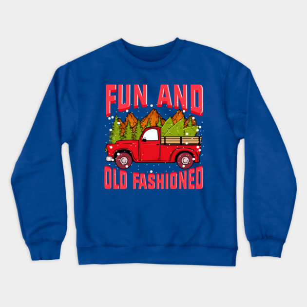 Fun Old fashioned Christmas Retro Vintage Truck Funny Crewneck Sweatshirt by creative