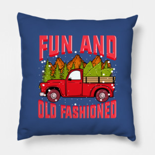 Fun Old fashioned Christmas Retro Vintage Truck Funny Pillow