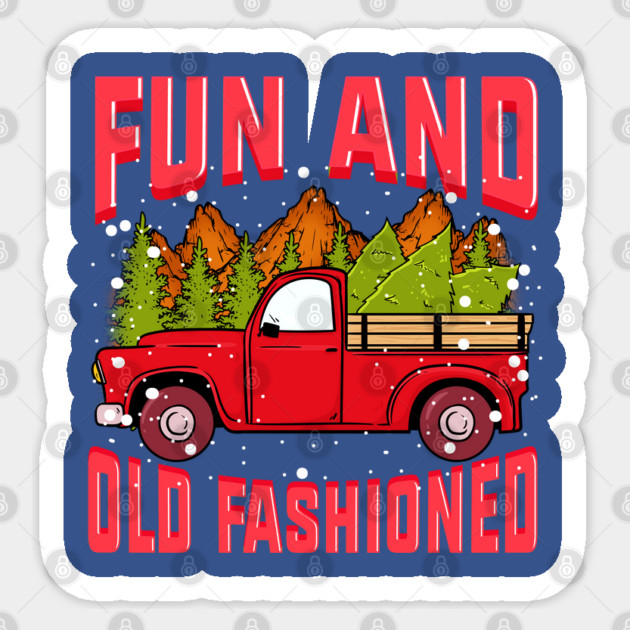 Fun Old fashioned Christmas Retro Vintage Truck Funny Sticker by creative