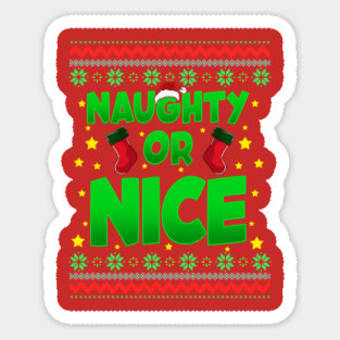 Naughty or Nice Christmas Sweater Style Funny Sticker