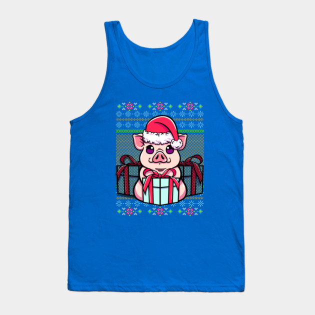Pig Ugly Christmas Sweater Style Funny Tank Top by creative