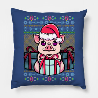 Pig Ugly Christmas Sweater Style Funny Pillow