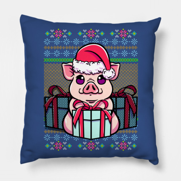 Pig Ugly Christmas Sweater Style Funny Pillow by creative