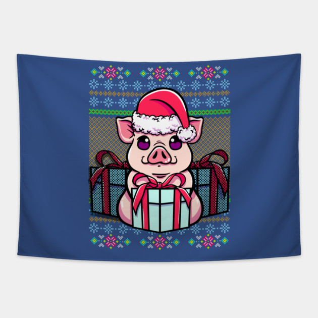 Pig Ugly Christmas Sweater Style Funny Tapestry by creative