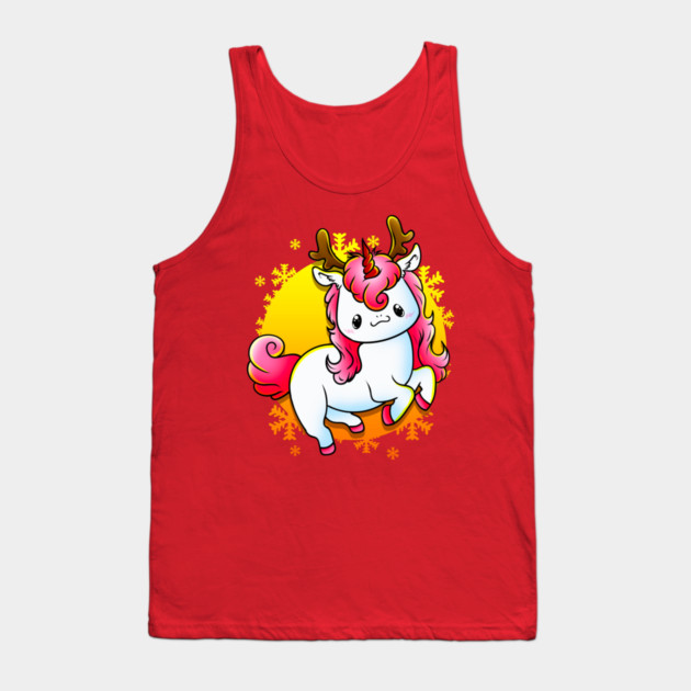 Kawaii Xmas Unicorn Funny Humor Tank Top by creative