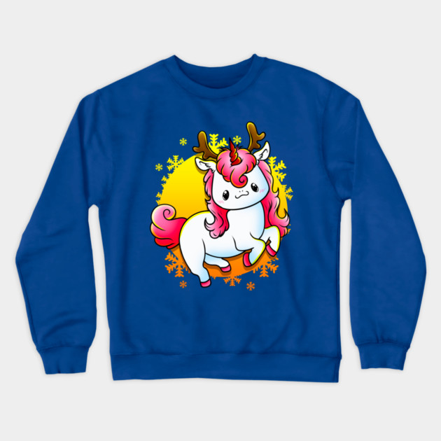 Kawaii Xmas Unicorn Funny Humor Crewneck Sweatshirt by creative