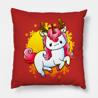 Kawaii Xmas Unicorn Funny Humor Pillow