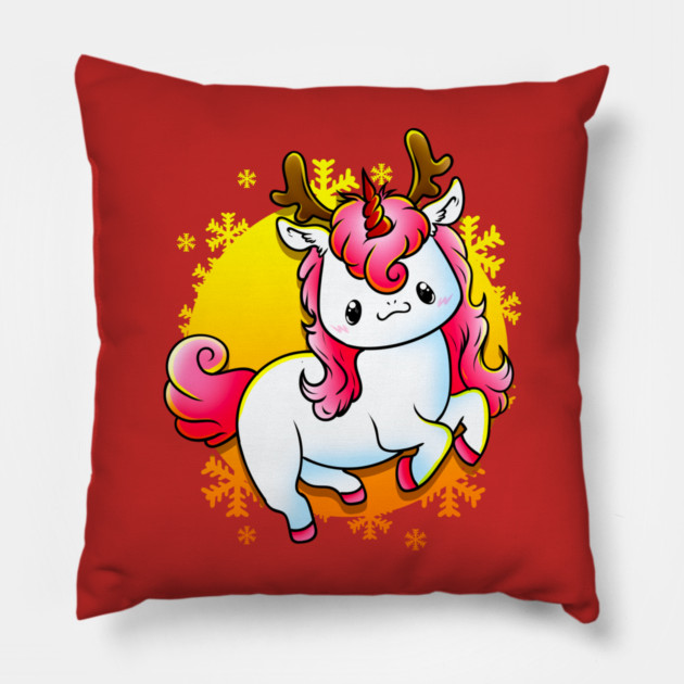 Kawaii Xmas Unicorn Funny Humor Pillow by creative