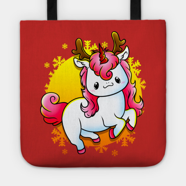 Kawaii Xmas Unicorn Funny Humor Tote by creative