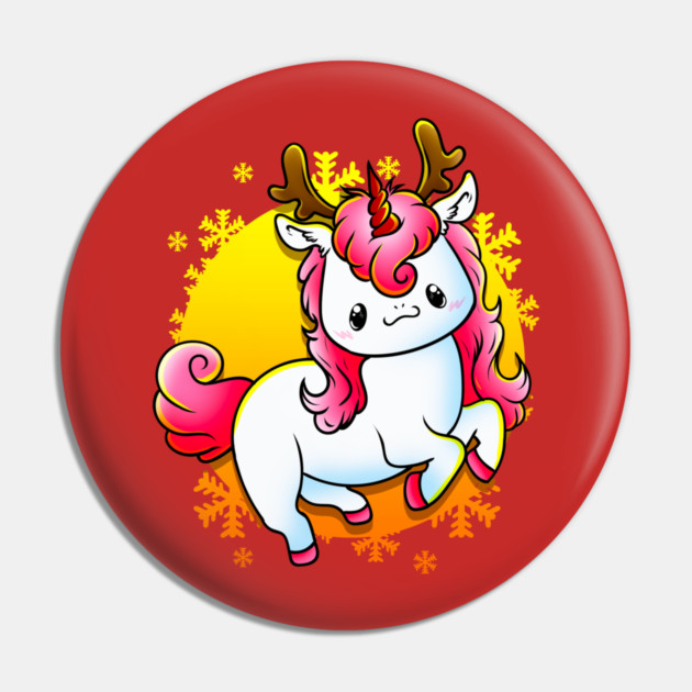 Kawaii Xmas Unicorn Funny Humor Pin by creative