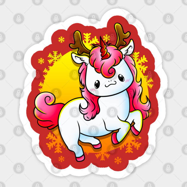 Kawaii Xmas Unicorn Funny Humor Sticker by creative