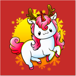 Kawaii Xmas Unicorn Funny Humor Posters and Art