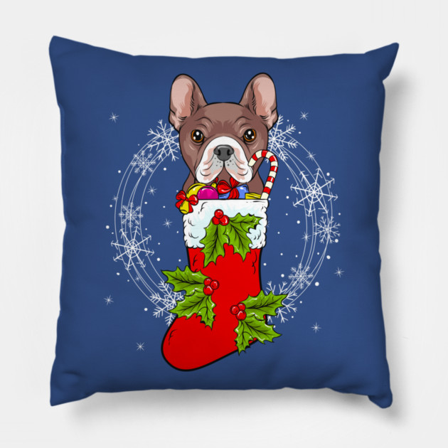 Xmas French Bulldog Stocking Stuffer Funny Pillow by creative