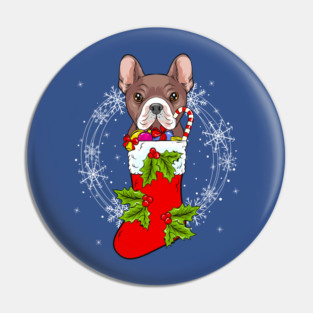 Xmas French Bulldog Stocking Stuffer Funny Pin