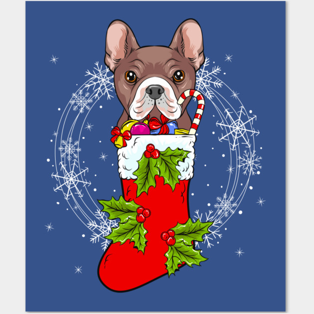 Xmas French Bulldog Stocking Stuffer Funny Wall Art by creative