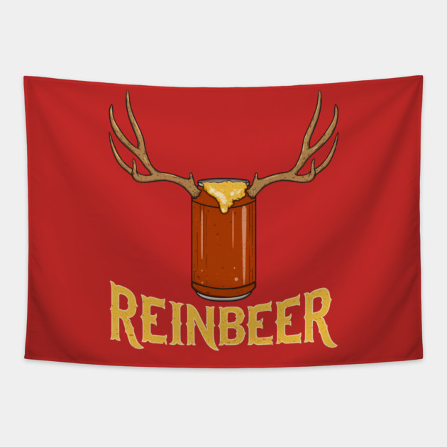 Reinbeer Reindeer Beer X-mas Beer Can Drinking Tapestry by creative